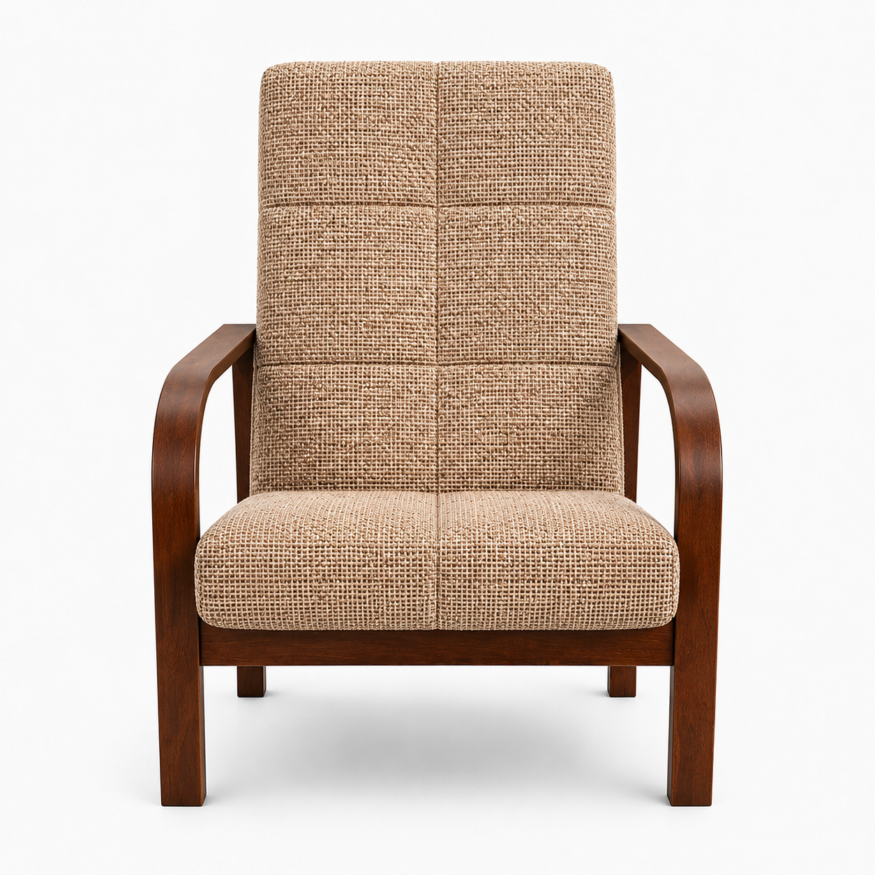 Fotel Nordic Comfort wypoczynkowy salon drewno orzech materi miodowy BM