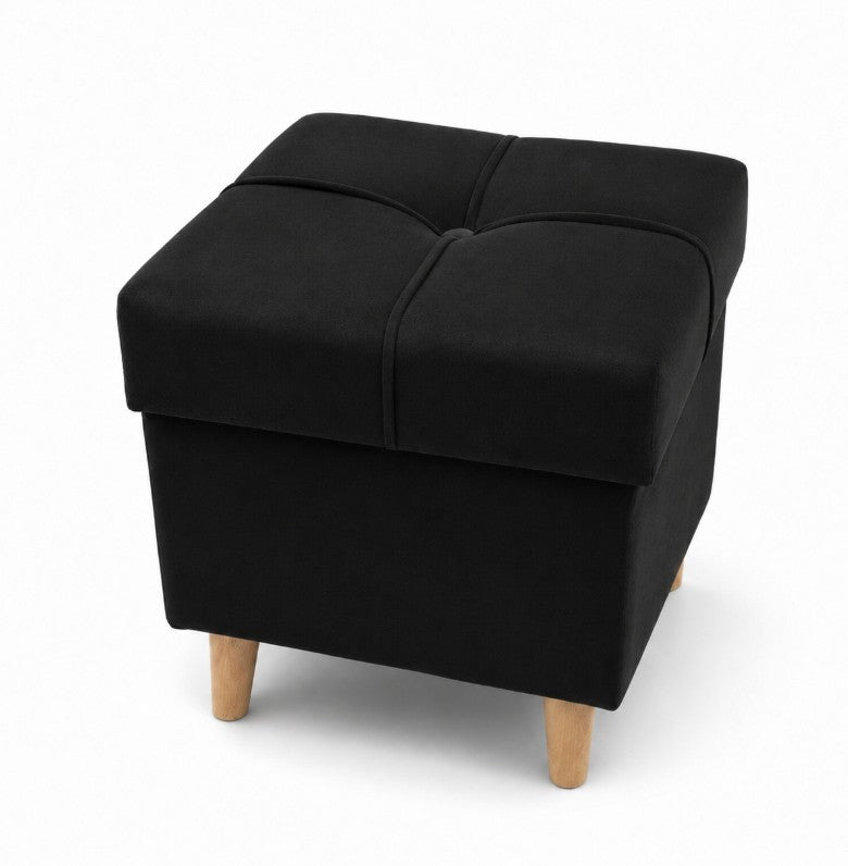 PUFA REY 36x36 | OTWIERANA | Z POJEMNIKIEM | PRZEDPOKÓJ | SALON | CZARNA P2