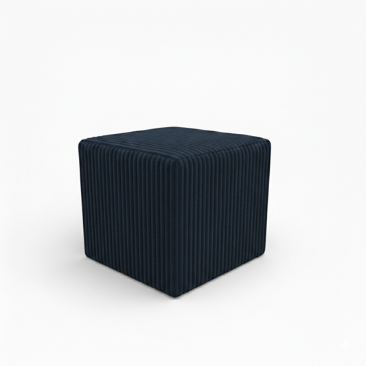 Pufa kwadratowa sztruks tłoczona 40 x 40 x 40 granatowy