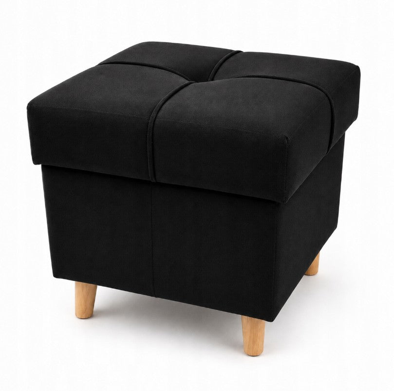 PUFA REY 36x36 | OTWIERANA | Z POJEMNIKIEM | PRZEDPOKÓJ | SALON | CZARNA P2