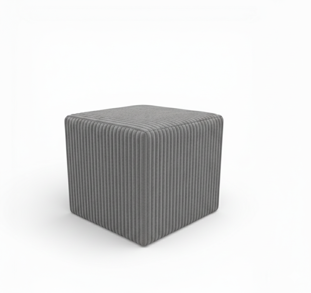 Pufa kwadratowa sztruks tłoczona 40 x 40 x 40 szary