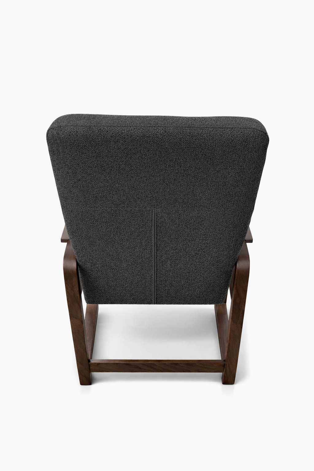Fotel Nordic Comfort wypoczynkowy salon drewno orzech materia czarny M3
