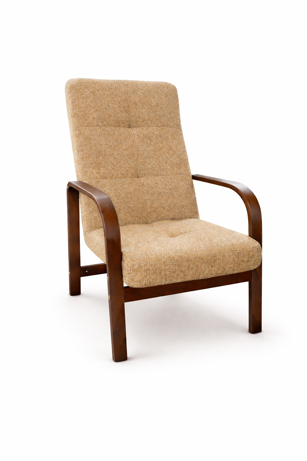 Fotel Nordic Comfort wypoczynkowy salon drewno orzech materi miodowy BM