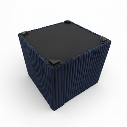 Pufa kwadratowa sztruks tłoczona 40 x 40 x 40 granatowy
