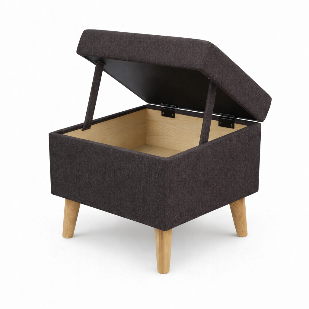 Pufa z pojemnikiem podnóżek salon 36x36x41 czarna BC