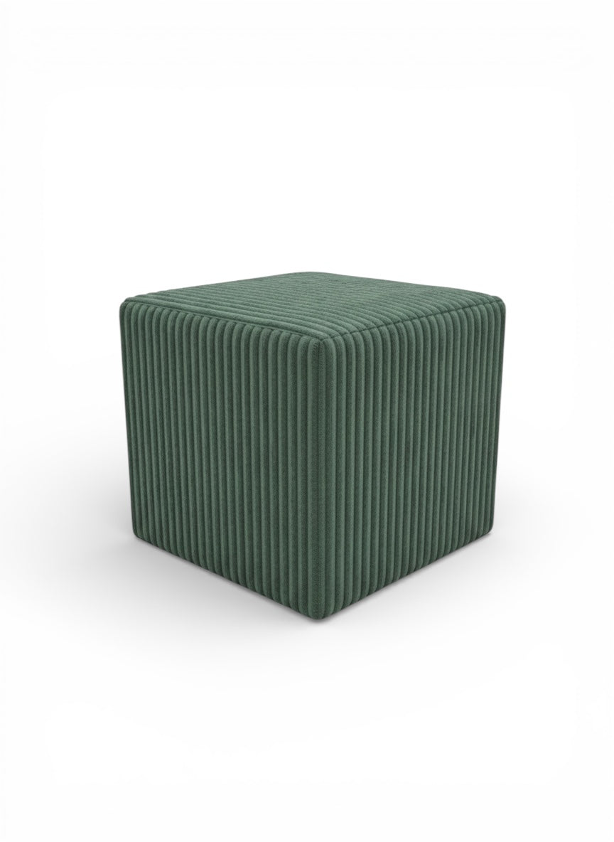 Pufa kwadratowa sztruks tłoczona 40 x 40 x 40 butelkowa zieleń