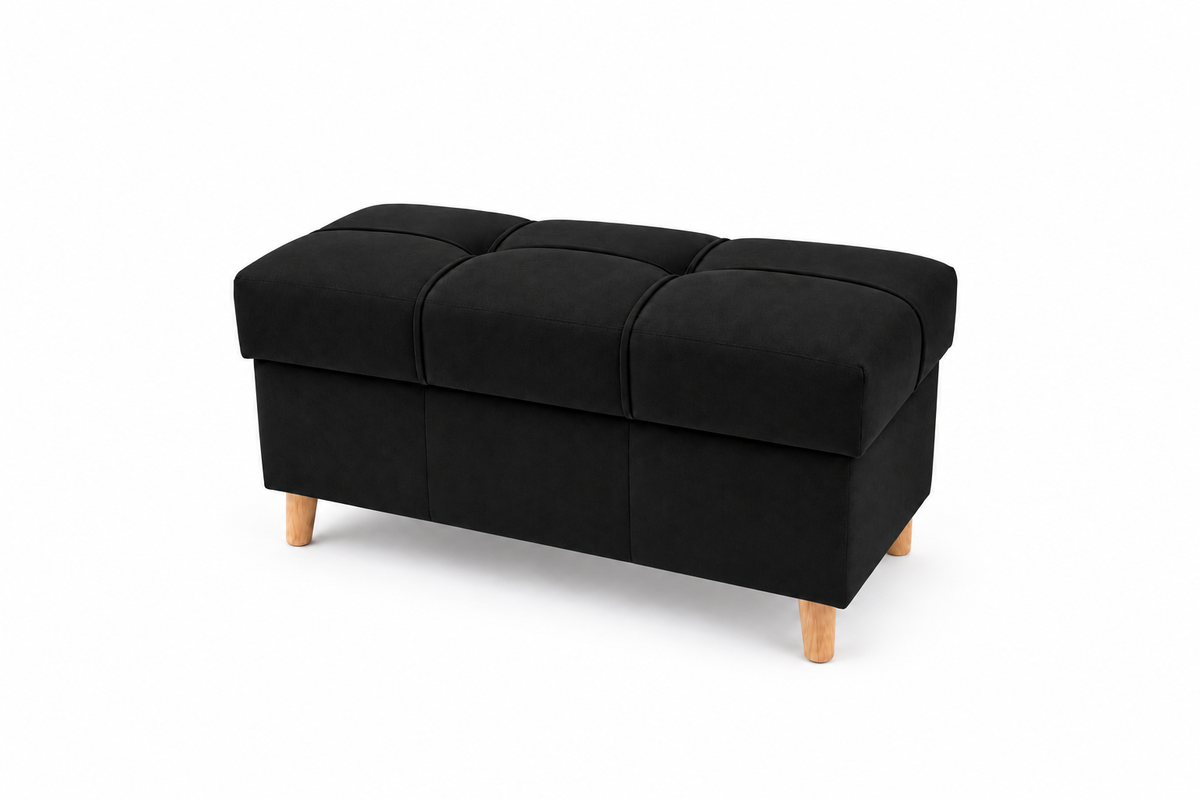 PUFA REY 75x35 | OTWIERANA | Z POJEMNIKIEM | PRZEDPOKÓJ | SALON | CZARNY P2