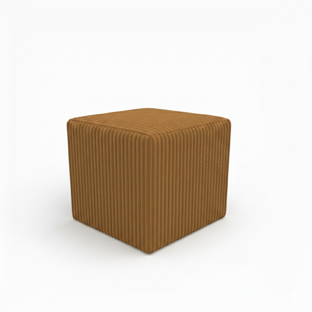 Pufa kwadratowa sztruks tłoczona 40 x 40 x 40 żółty musztardowy