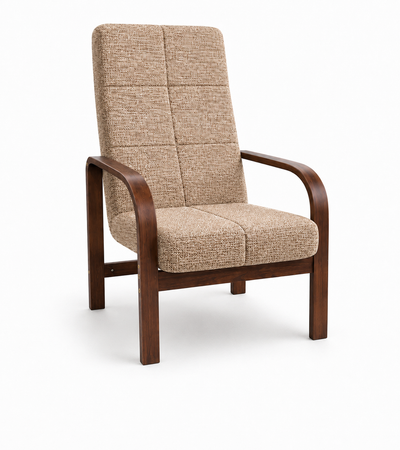 Fotel Nordic Comfort wypoczynkowy salon drewno orzech materi miodowy BM