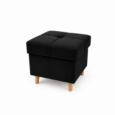 PUFA REY 36x36 | OTWIERANA | Z POJEMNIKIEM | PRZEDPOKÓJ | SALON | CZARNA P2